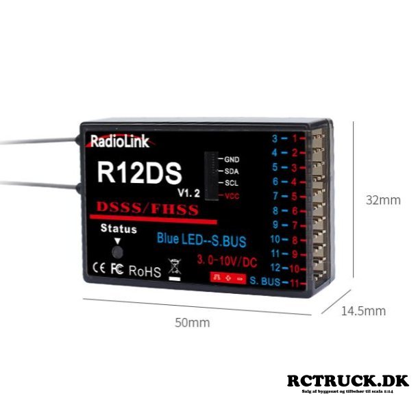 R12DS 12-kanals modtager 2,4 GHz